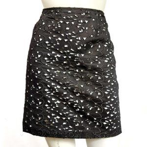 INC black embroidered cutout Mini skirt 6